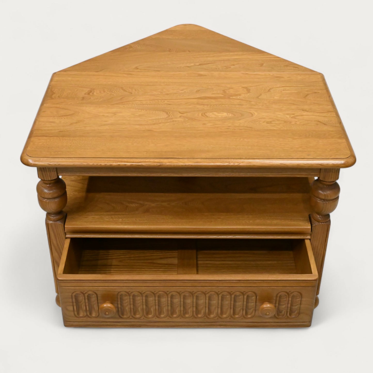 Ercol Corner TV Stand Video Cabinet Corner Flap Light Finish FREE UK Delivery. SBR10565/1006E