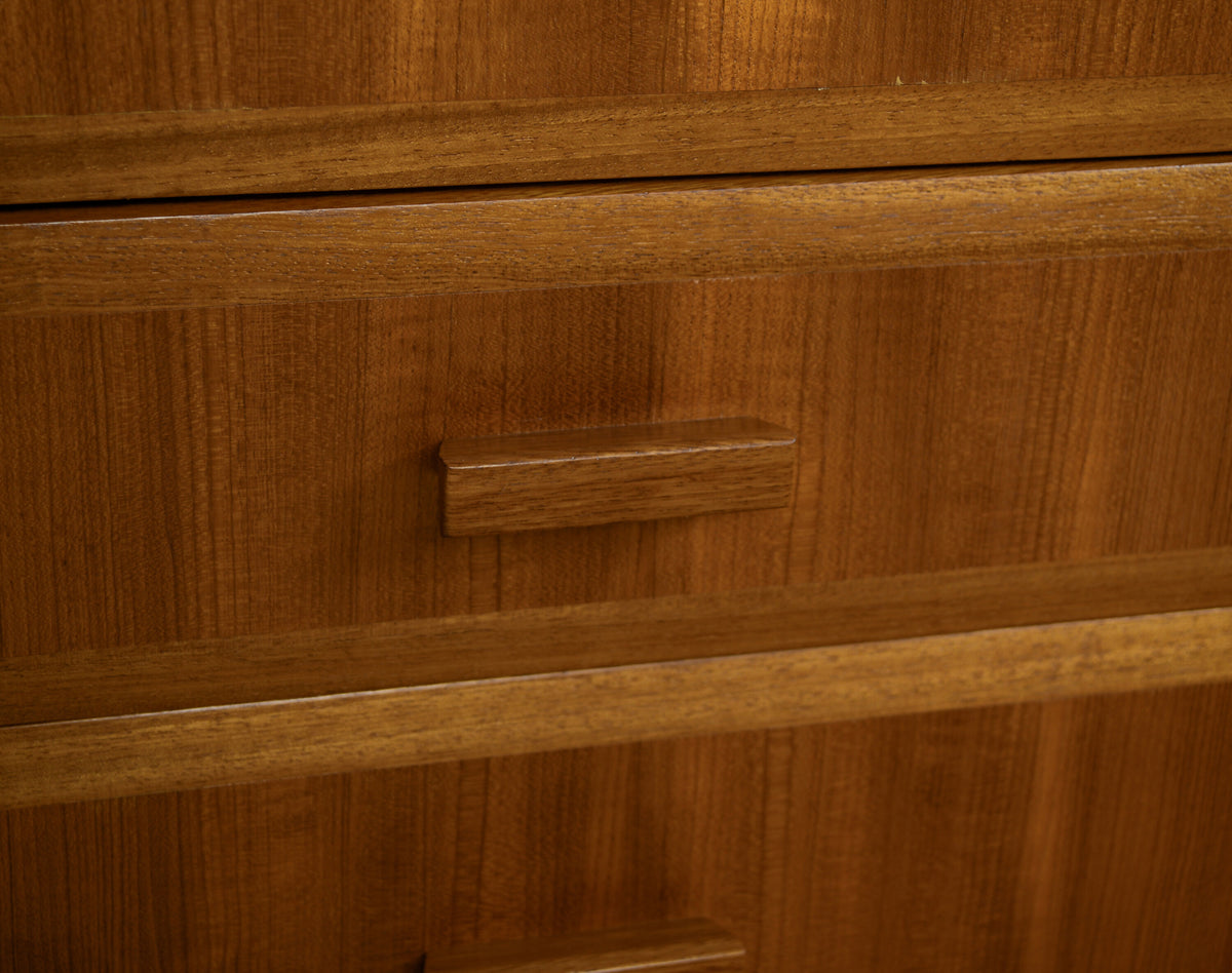 Large Mid Century Tallboy Linen Cabinet with Drawers
