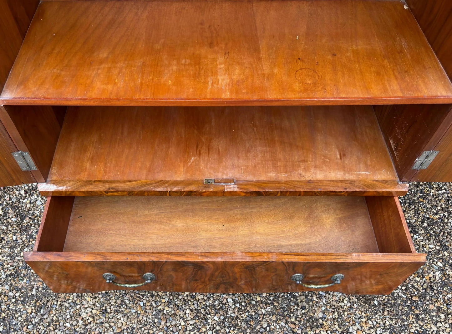 Vintage 1930's Art Deco Burr Walnut Drinks Cocktail Cabinet