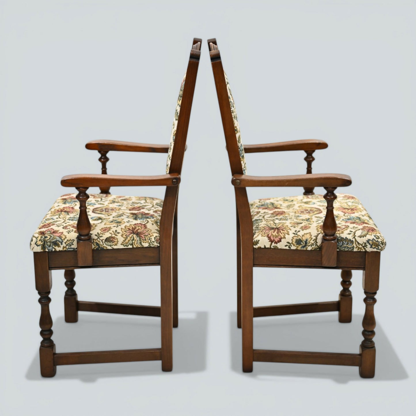 2 Old Charm Dining Chairs Carvers Solid Oak Tudor Brown Trellis FREE UK Delivery