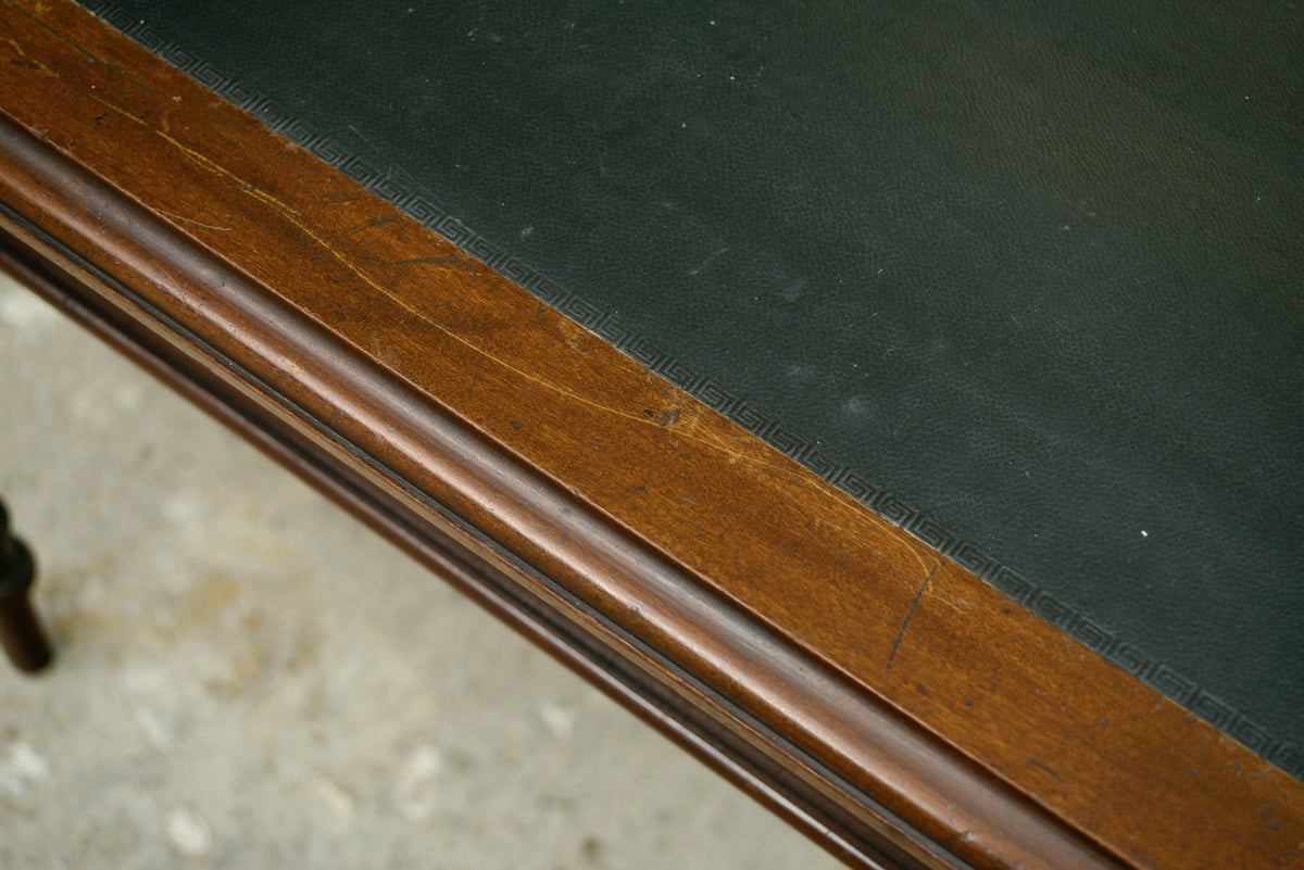 Victorian Mahogany Console Side Table with Leather Top & End Drawer