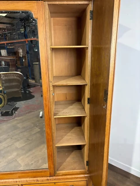 Art Deco Inlaid Oak Mirror Door Wardrobe by Ray & Miles of Liverpool