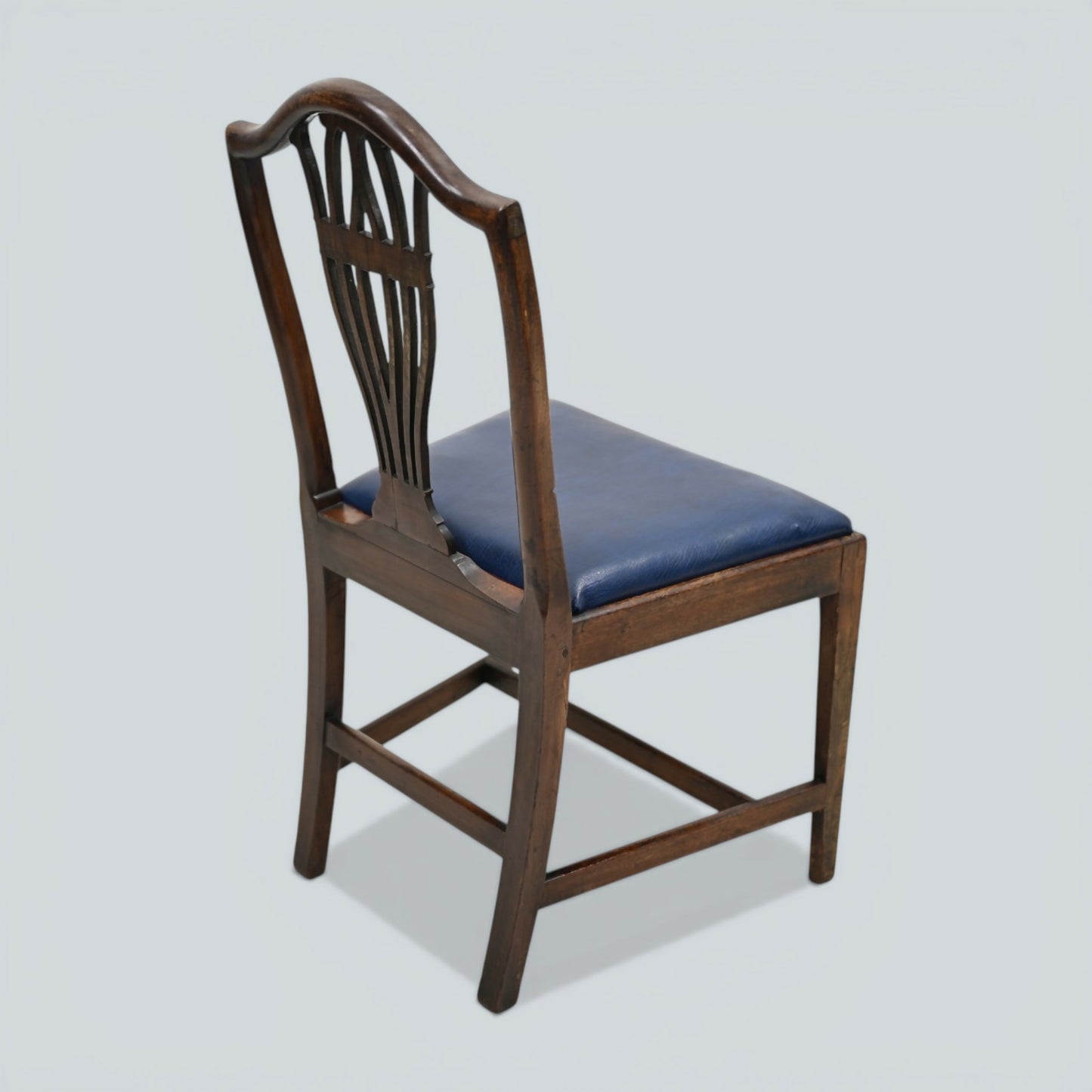 6 Georgian Mahogany Dining Chairs Blue Faux Leather Seats FREE UK Delivery
