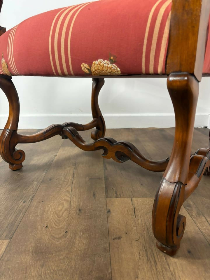 Victorian Style Reproduction Mahogany Upholstered Armchair