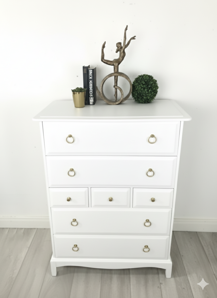 Stag minstrel tallboy chest of drawers in white