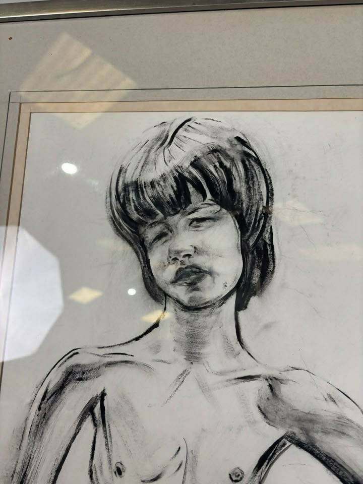 Charcoal Drawing - Young Mick Jagger by Geoffrey Bernard