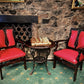 Individual Victorian Arts & Crafts Red Leather Carver Chairs, Carved Oak X6 Available