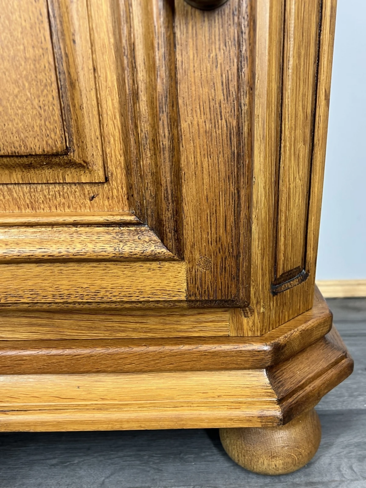Pair of Bedside Tables Vintage French Nightstands Carved Oak Cabinets LOT 24289