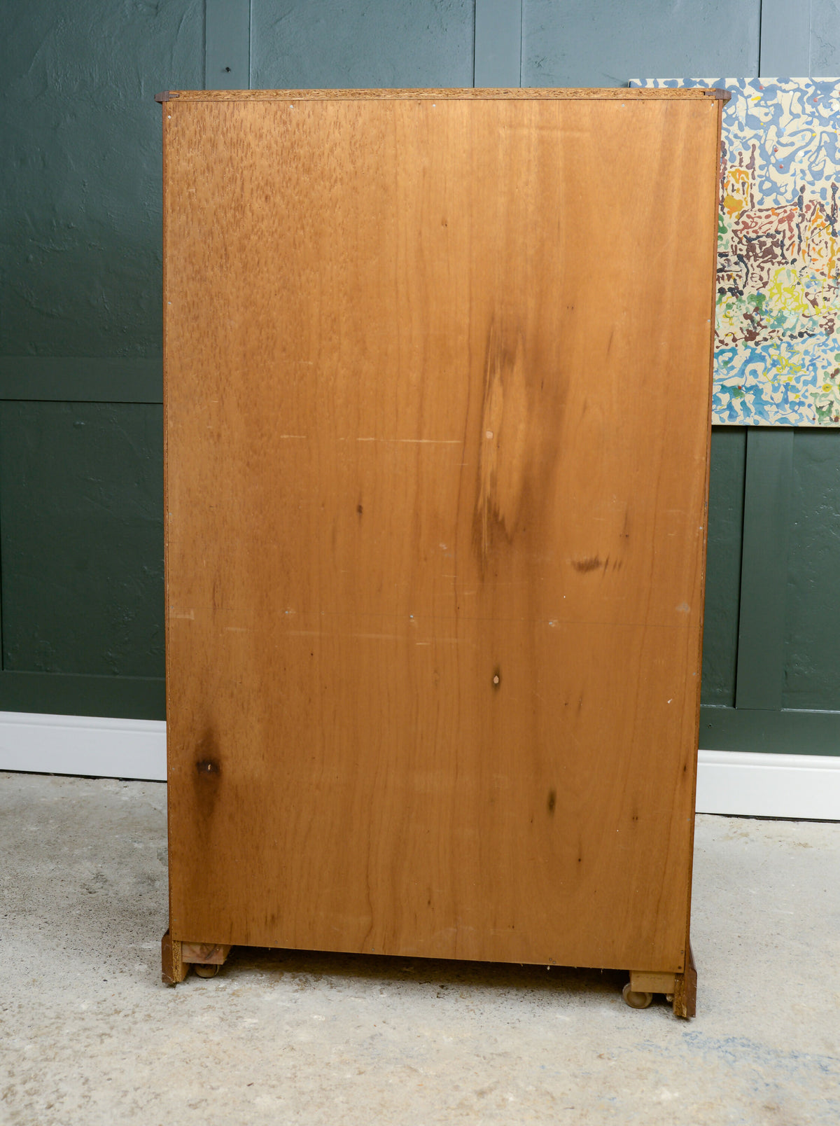 Large Mid Century Tallboy Linen Cabinet with Drawers
