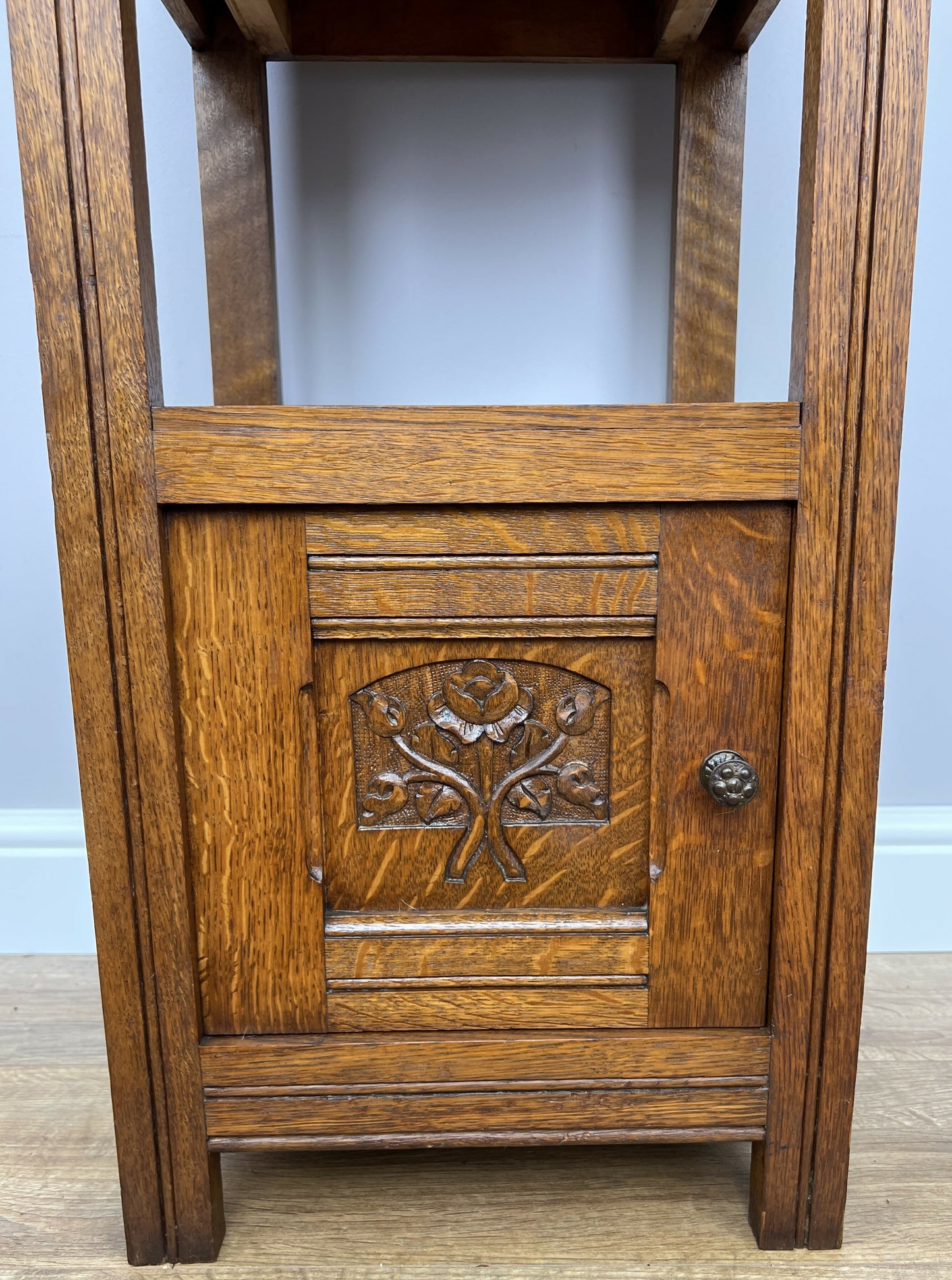 Bedside Table Antique French Style Marble Top Oak Cabinet Nightstand LOT 6241