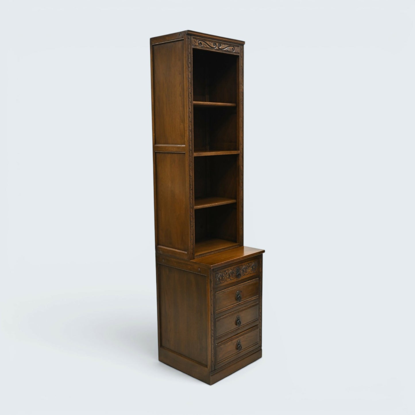 Old Charm Narrow Bookcase 4 Drawers 3 Shelves Light Oak FREE UK* Delivery