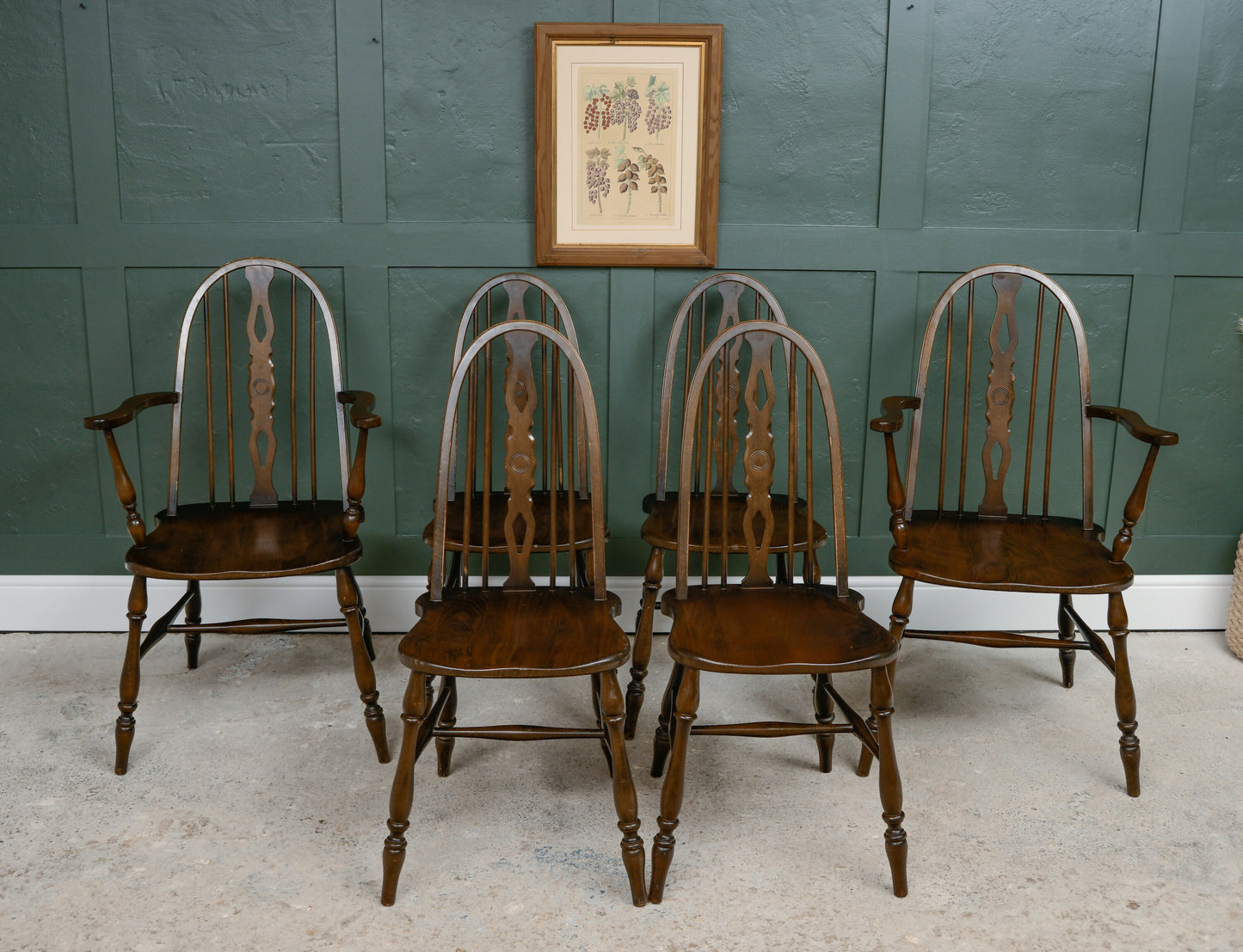 6 Elm Dining Chairs by Glenister - Hoop Back - 2 Carvers