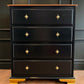 Vintage Unique Chest of drawers Star Burst Black Gold Dresser | Luxury Refurbished Bespoke Furniture