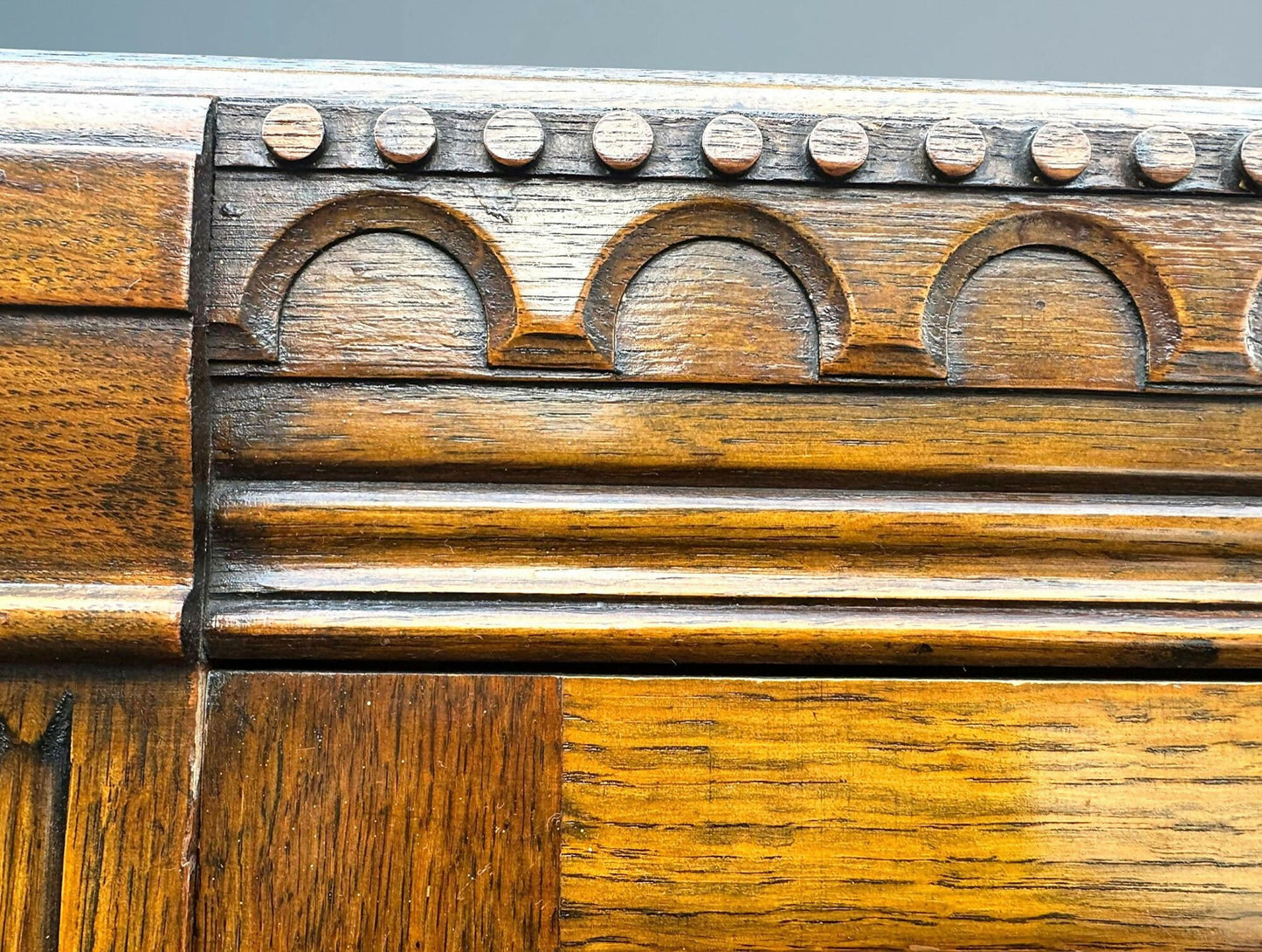 Oak Wardrobe Linen Fold Carved Decoration