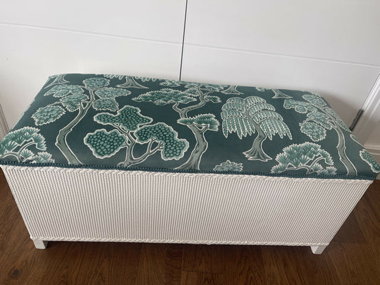 Porcelain painted switch green abstract forest vibe ottoman