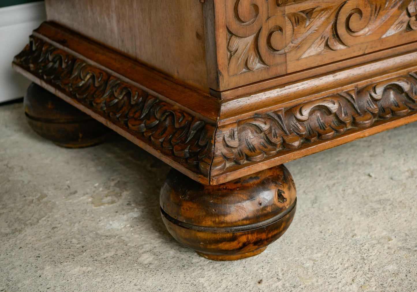 Antique French Walnut Linen Press Housekeepers Cupboard - Ornately Carved