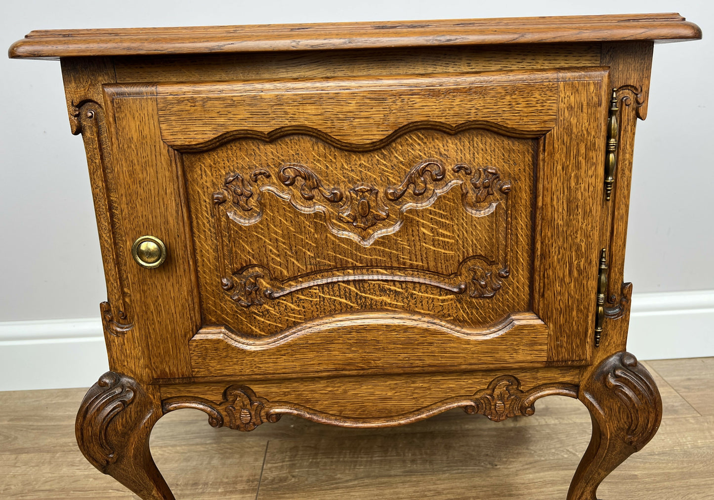Pair of Bedside Tables Vintage French Louis Oak Nightstands Cabinets LOT 6220