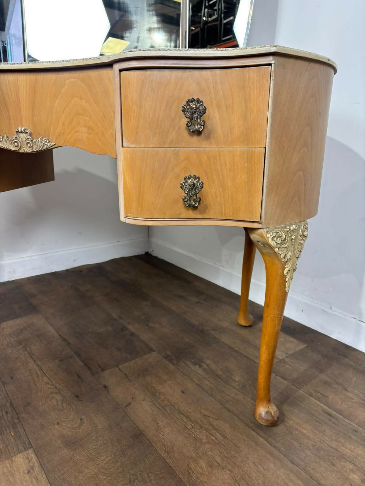 Vintage Walnut Triptych Dressing Table