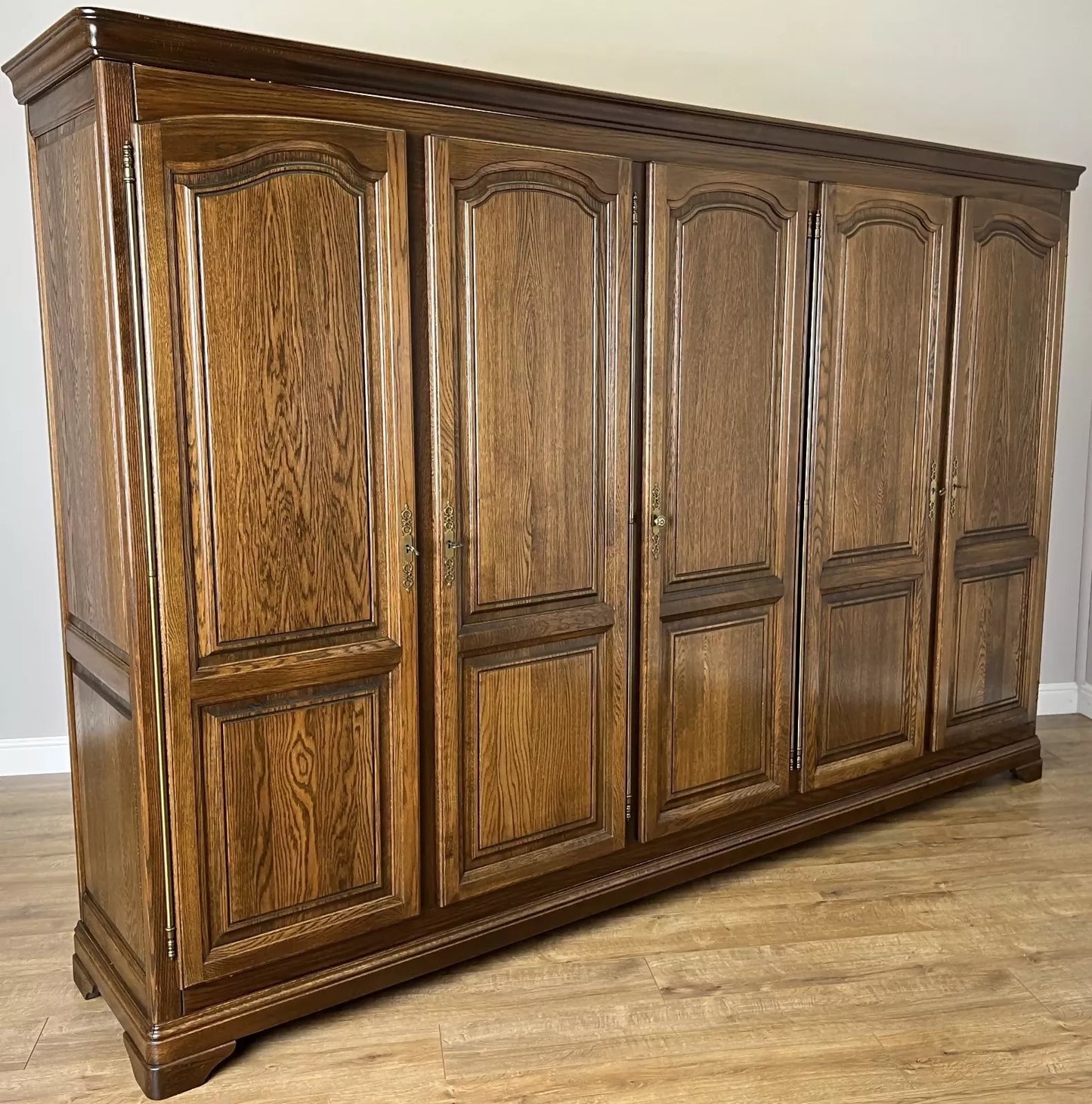 Wardrobe Vintage French Style Five Door Carved Armoire Cabinet LOT 6130