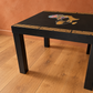 THE AFRICAN ASPECTS UPCYCLED - ONE-OFF FURNITURE ART Black table with stunning African woman/map feature -Giving furniture a second life with soul
