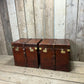 Antique Chestnut Leather Designer Belting Trunks