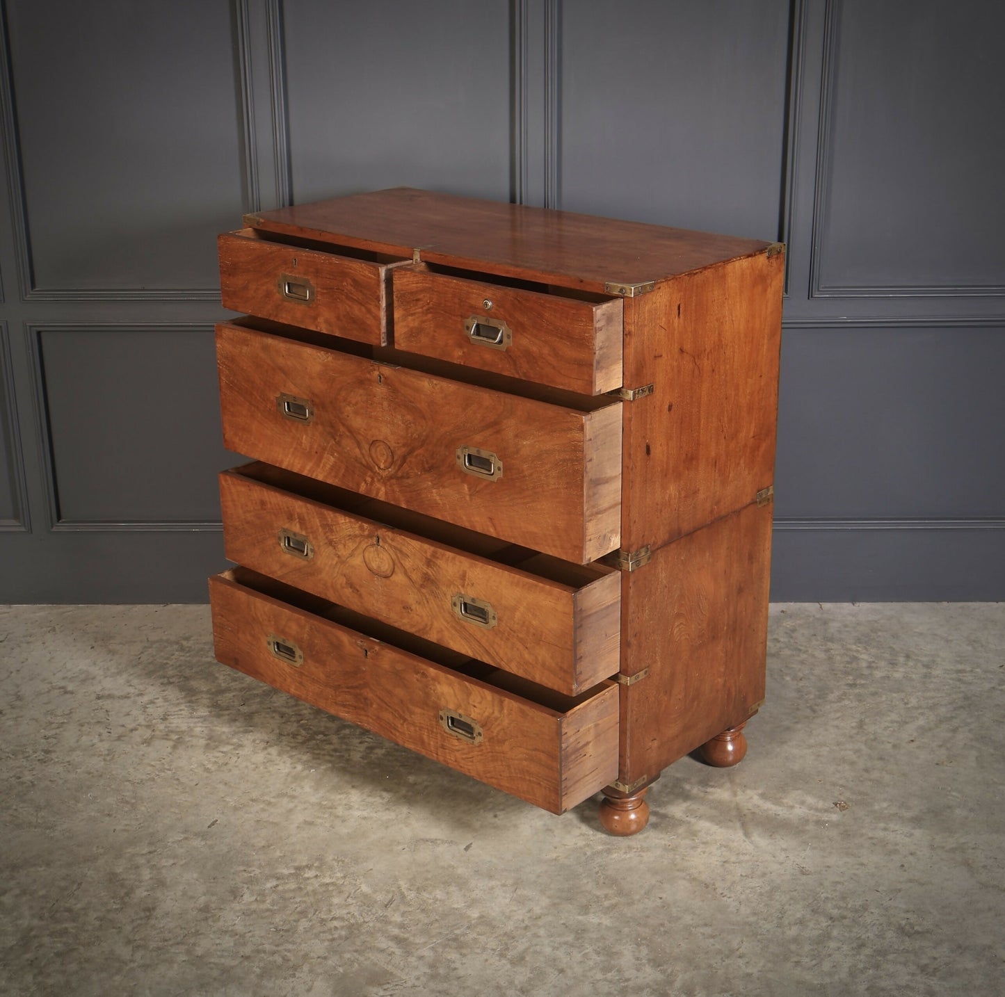 Vintage Mahogany Military Campaign Secretaire Chest