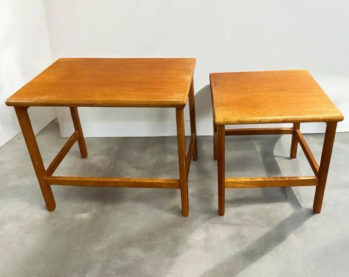 Mid Century Mcintosh Triform Nest Of Tables Teak Vintage Danish Style