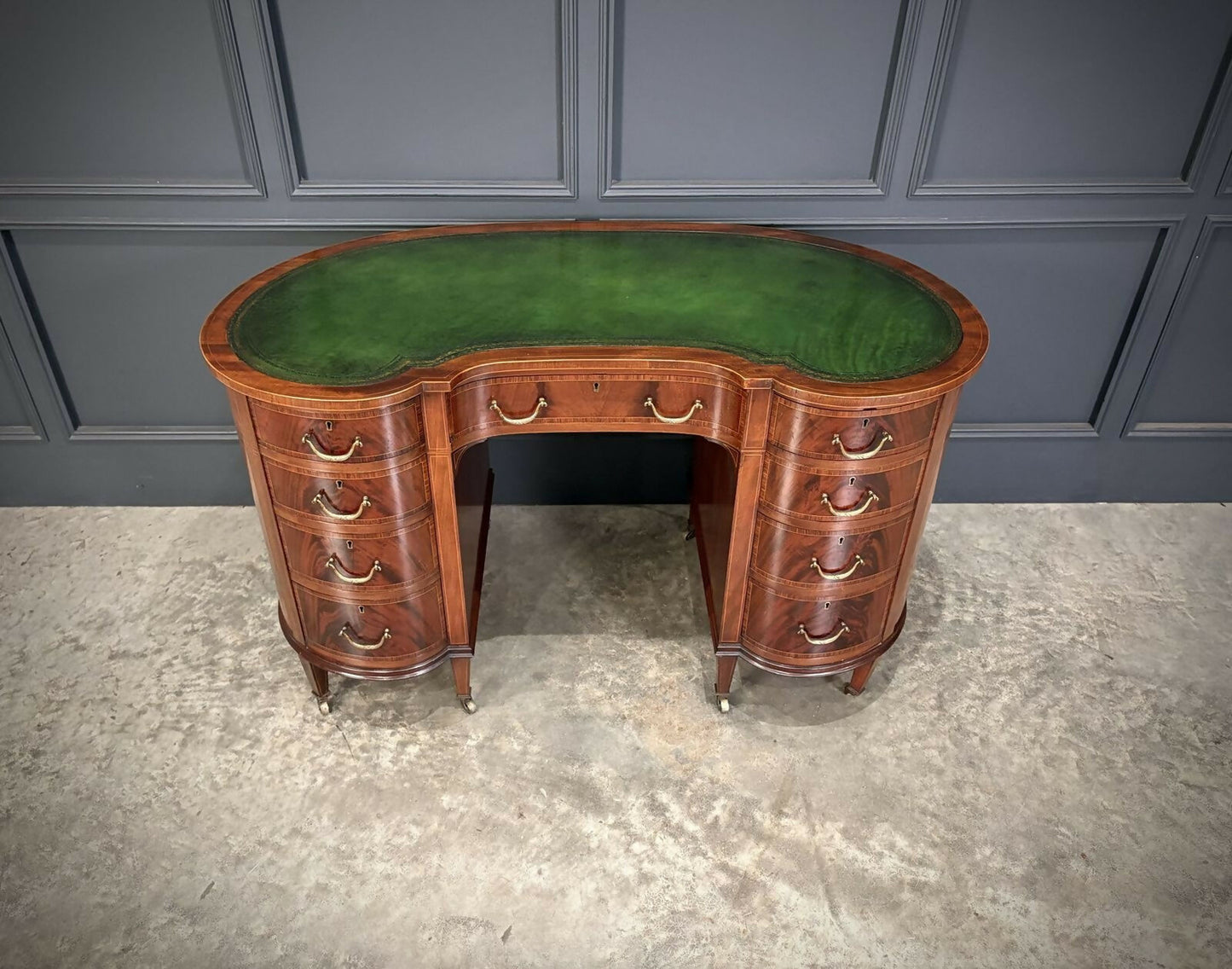 Edwardian Mahogany Vintage Kidney Shaped Desk