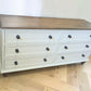 Solid pine rustic off white taupe chest of drawers merchant low boy sideboard