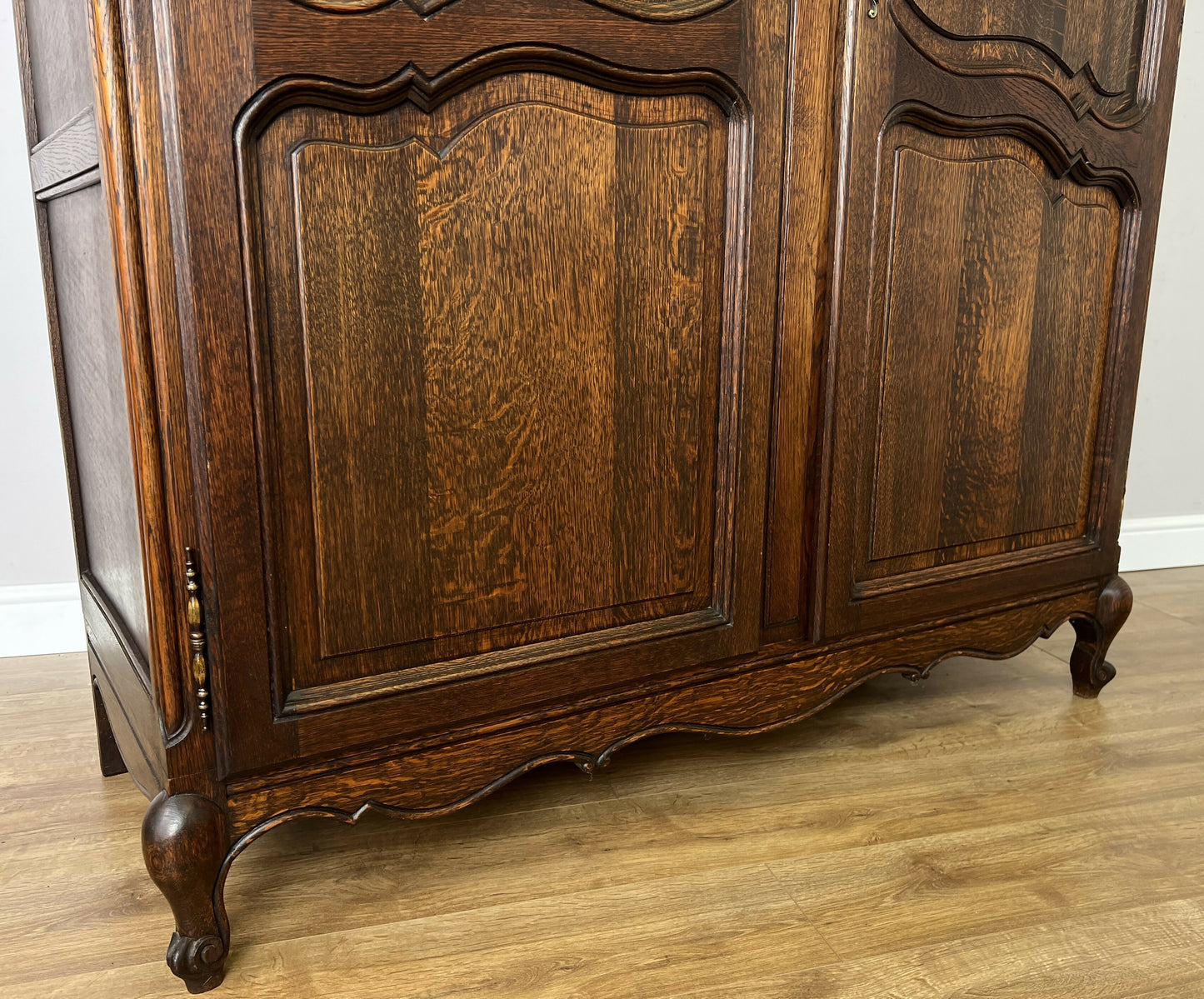 Wardrobe Antique French Louis XVI Style Oak Two Door Carved Armoire LOT 6464