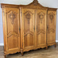 Wardrobe Vintage French Louis XVI Style Oak Four Door Carved Armoire LOT 6387