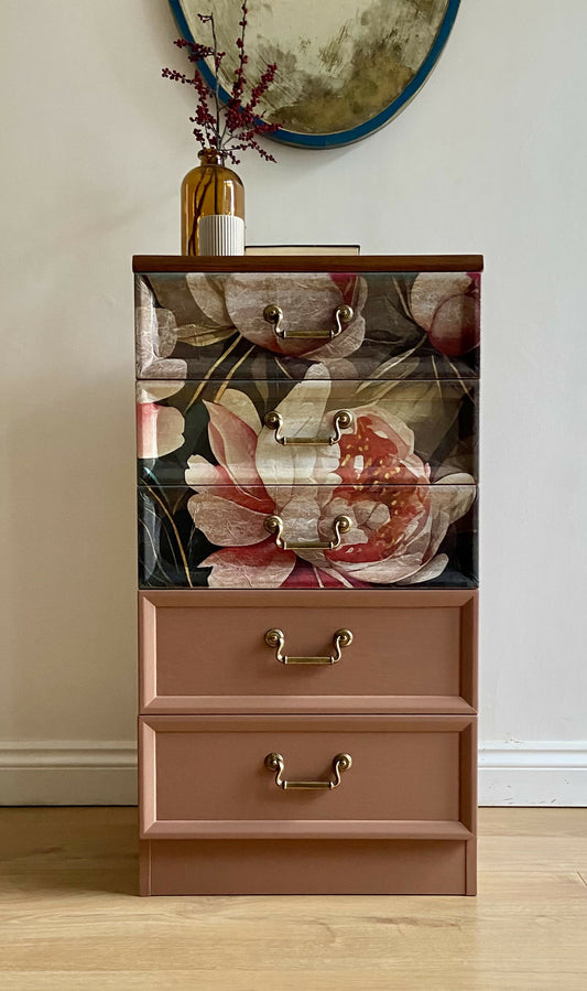 Chest of Drawers G- Plan -Hand -Painted in Dusky Terracotta