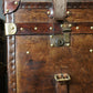 English vintage storage trunks - matching luxury pair - chestnut brown hand dyed