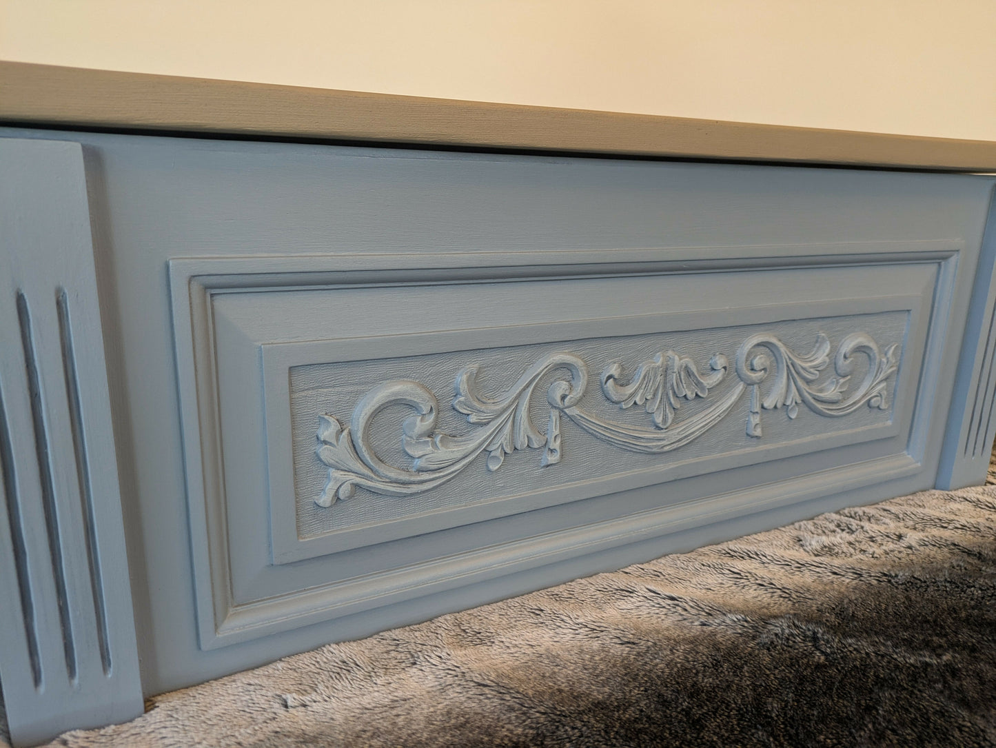 Ornate vintage blanket box or toy chest