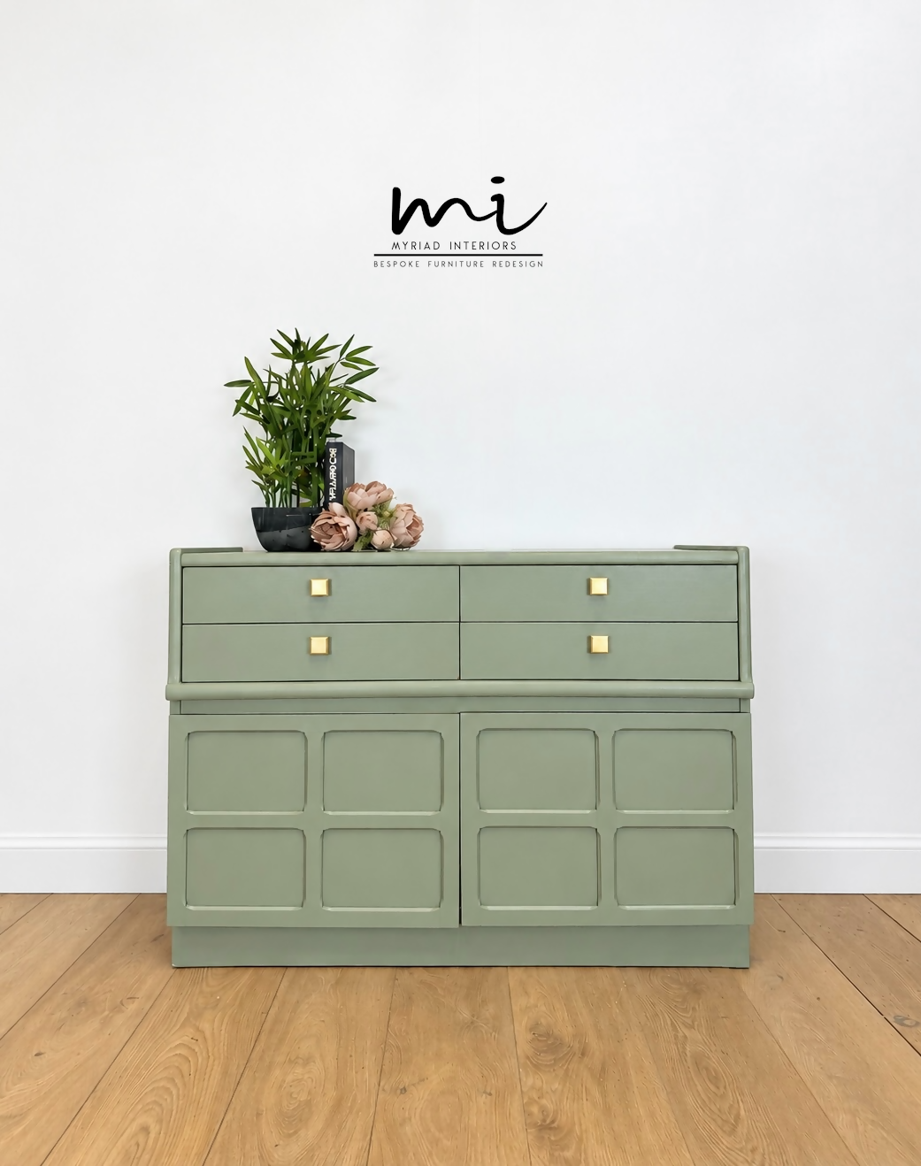 Refinished Nathan sideboard set in Pale Sage Green, modular, corner cabinet, tv stand, media unit, drinks, mid century modern, cupboard