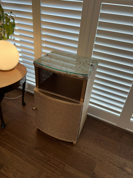 old gold bedside table dark