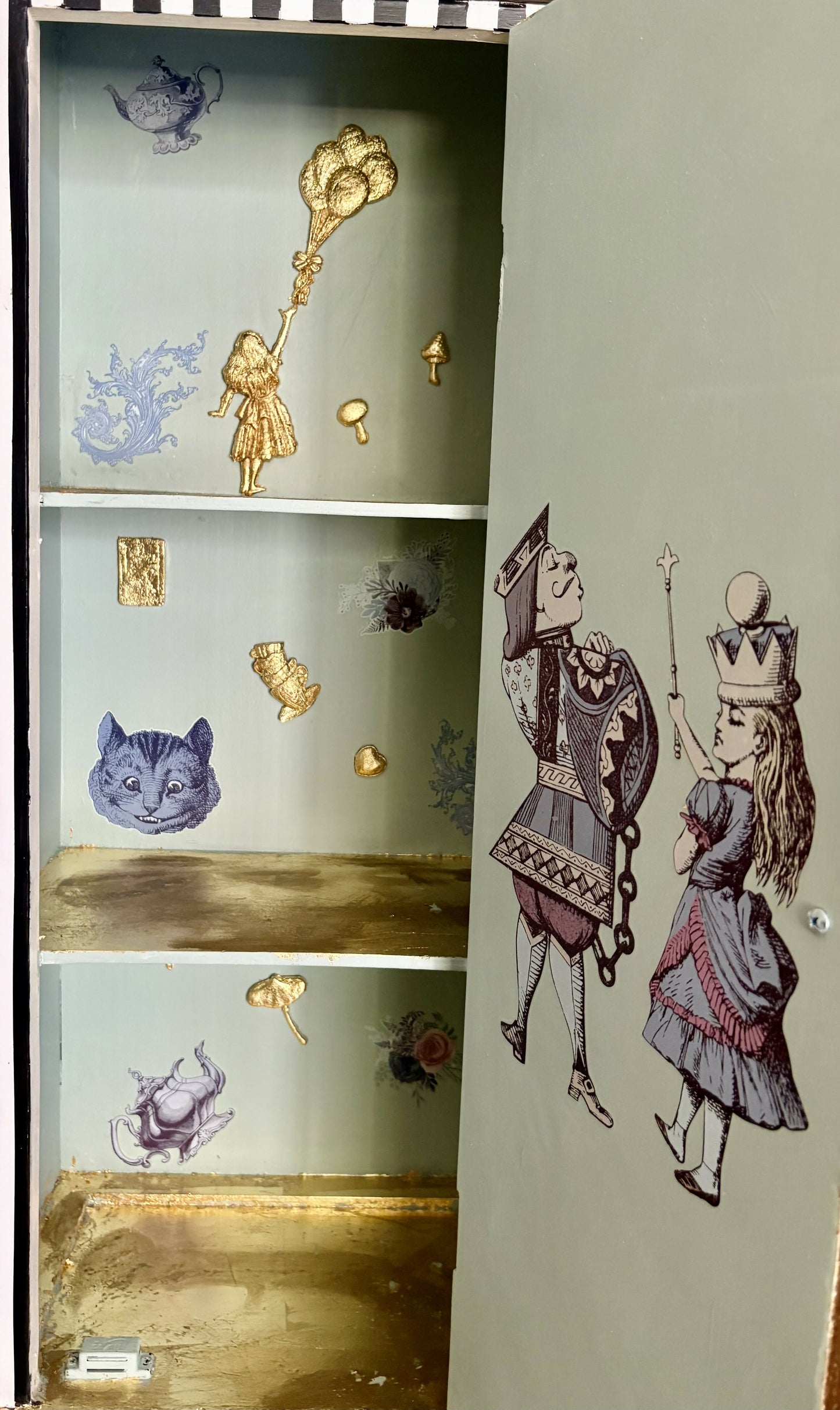 Wonderland Inspired Grandfather Clock | Whimsical Harlequin Floor | Maximalist Home Accent