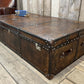 Handmade English luxury large Vintage leather coffee table - hand dyed storage trunk