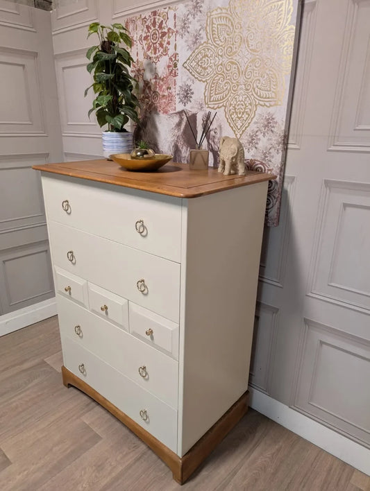 Stag Madrigal Tallboy Chest of 7 Drawers Brass Handles