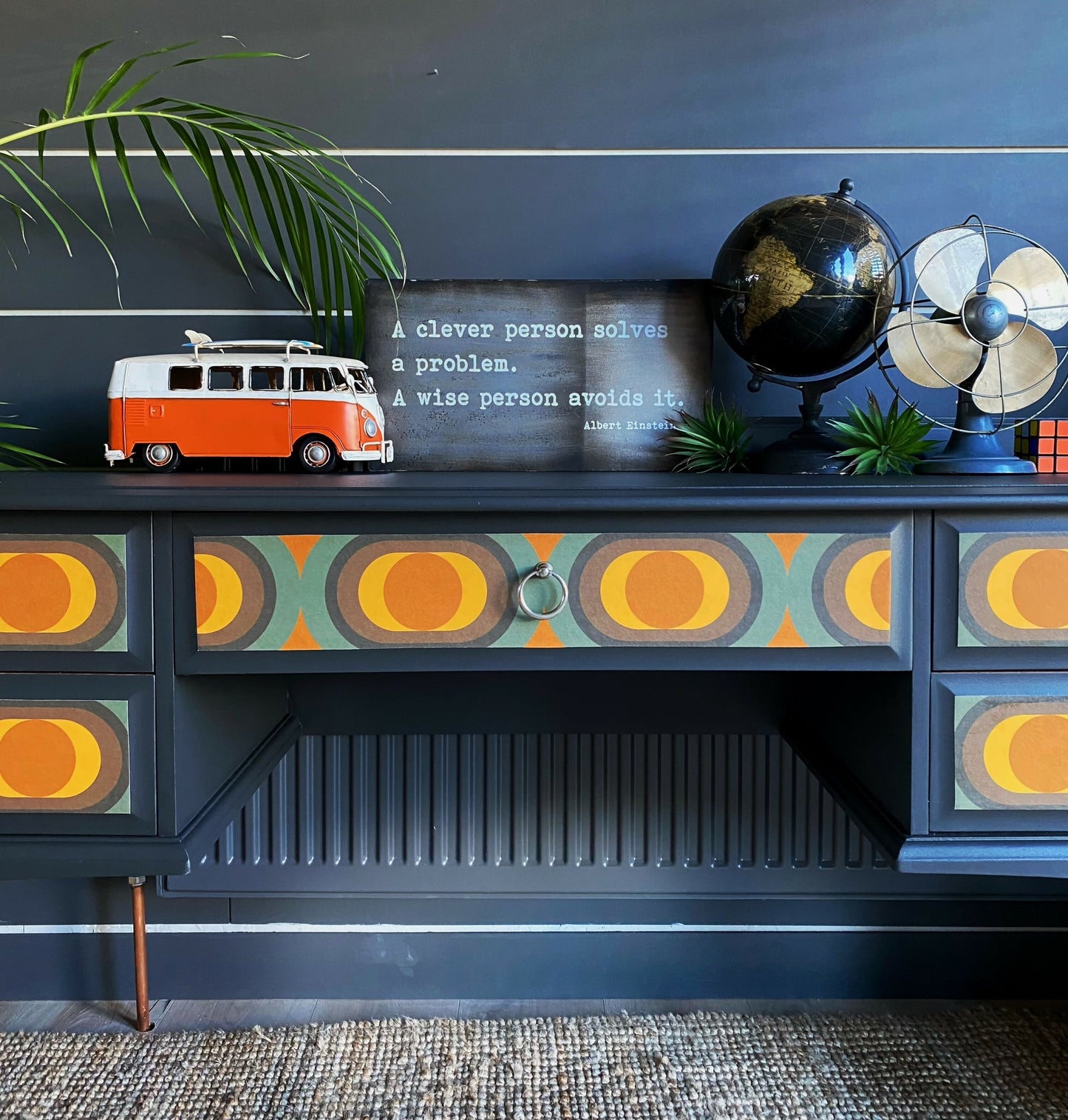 Desk By Stag, Dark Grey Retro 1970s