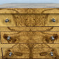 Vintage French Art Deco Burr Bedside Tables Pair | 3 Drawer Nightstands | French Design | Nickel Knobs | Elegant Veneer Finish | Lot 4233