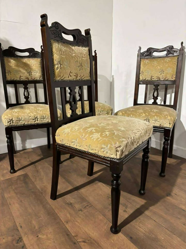 Set Of Four Edwardian High Back Dining Chairs