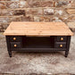 Extra Large Double-Sided Coffee Table with 8 Drawers | Hand Painted Deep Blue | Solid Wood Storage Table