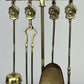 Fireplace Set Vintage French Style Brass 5 Piece Companion Set LOT 6445