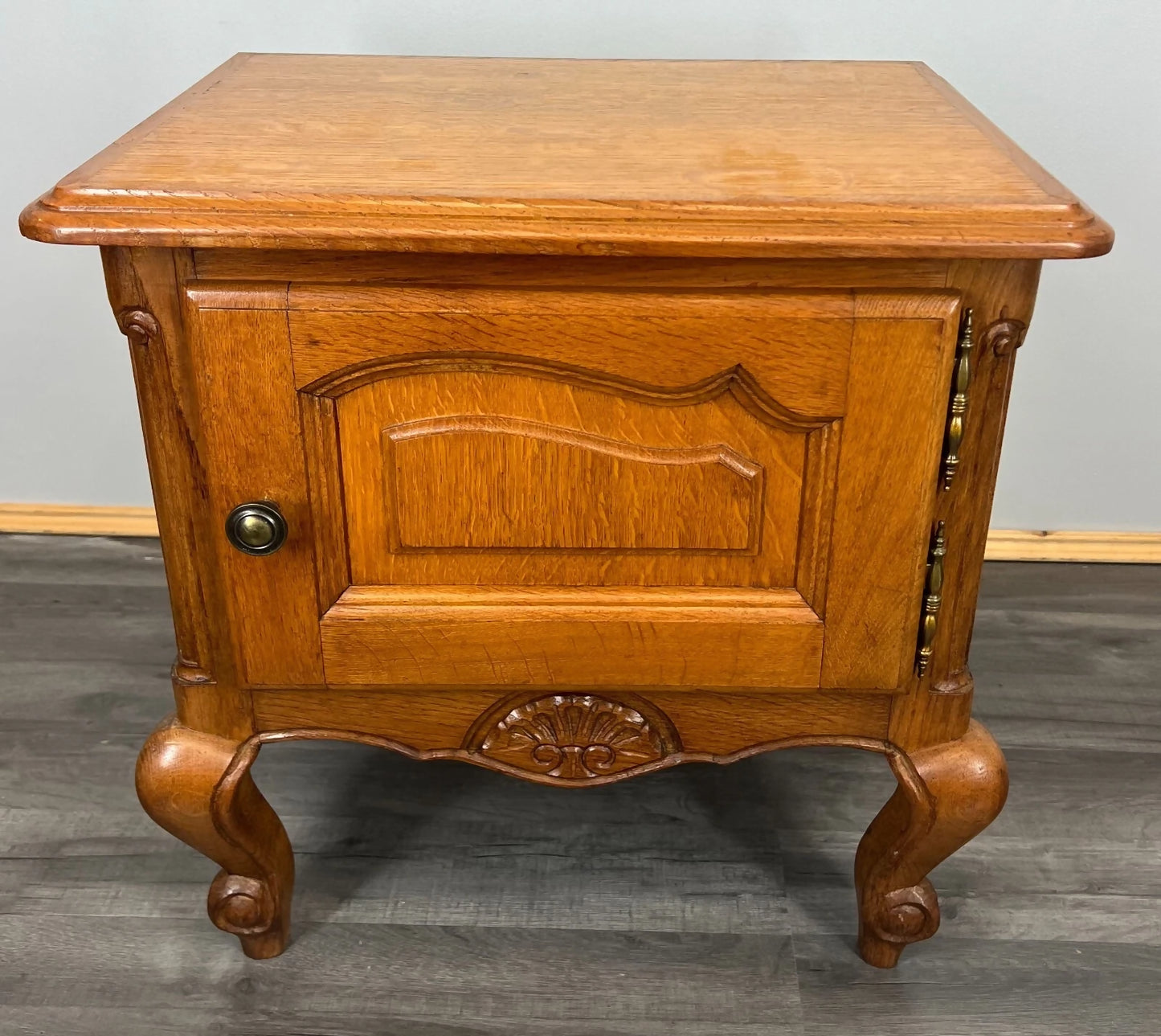 Pair of Bedside Tables Vintage French Louis Oak Nightstands Cabinets LOT 3518