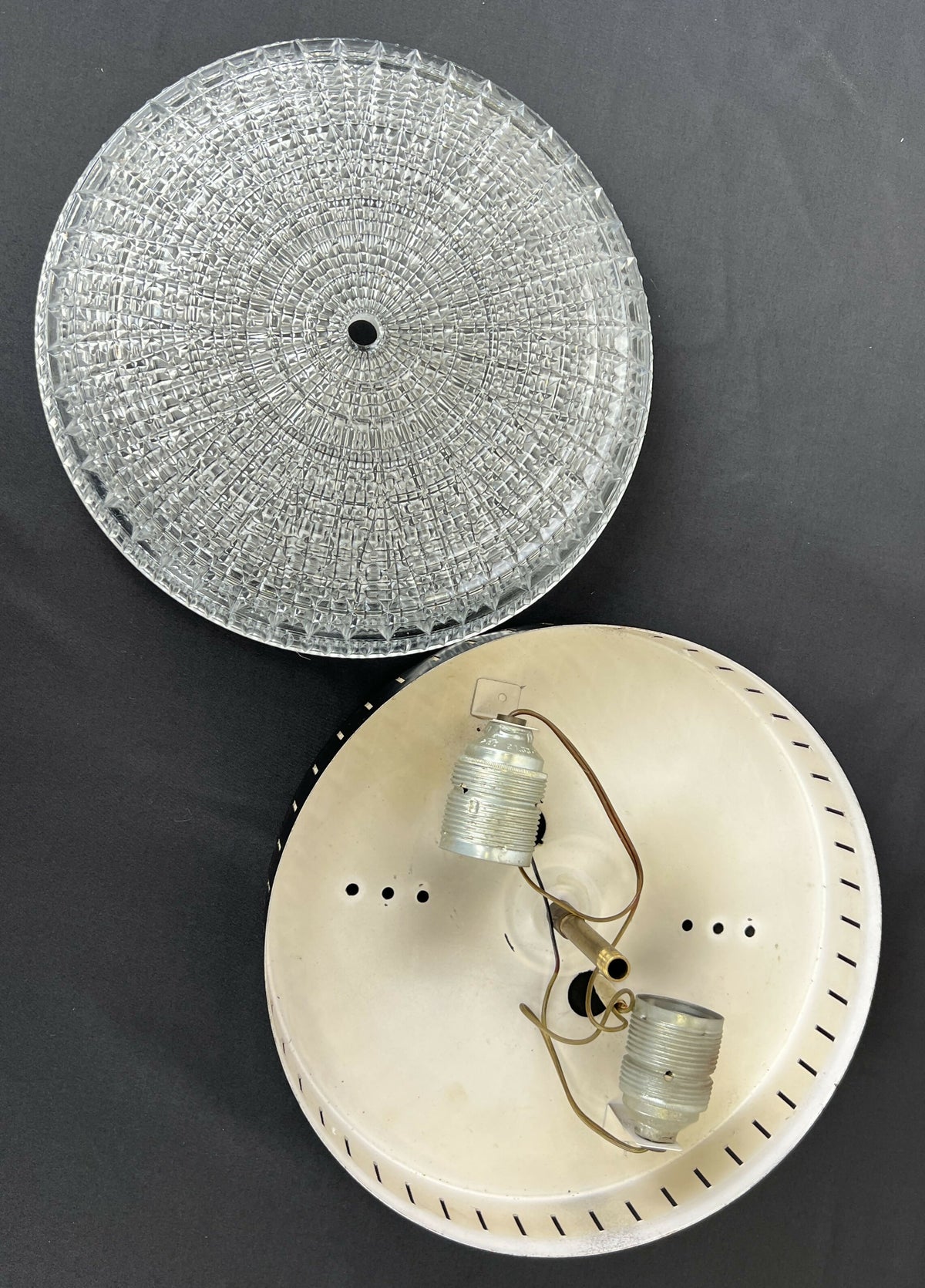Ceiling Lamp Vintage French Style Patterned Glass Flush Mount LOT 6480