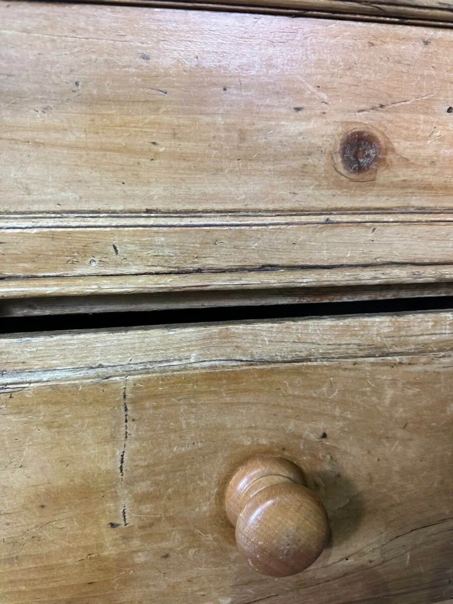 Antique Early Victorian Pine Housekeeper's Dresser Bank of Drawers, c 1840