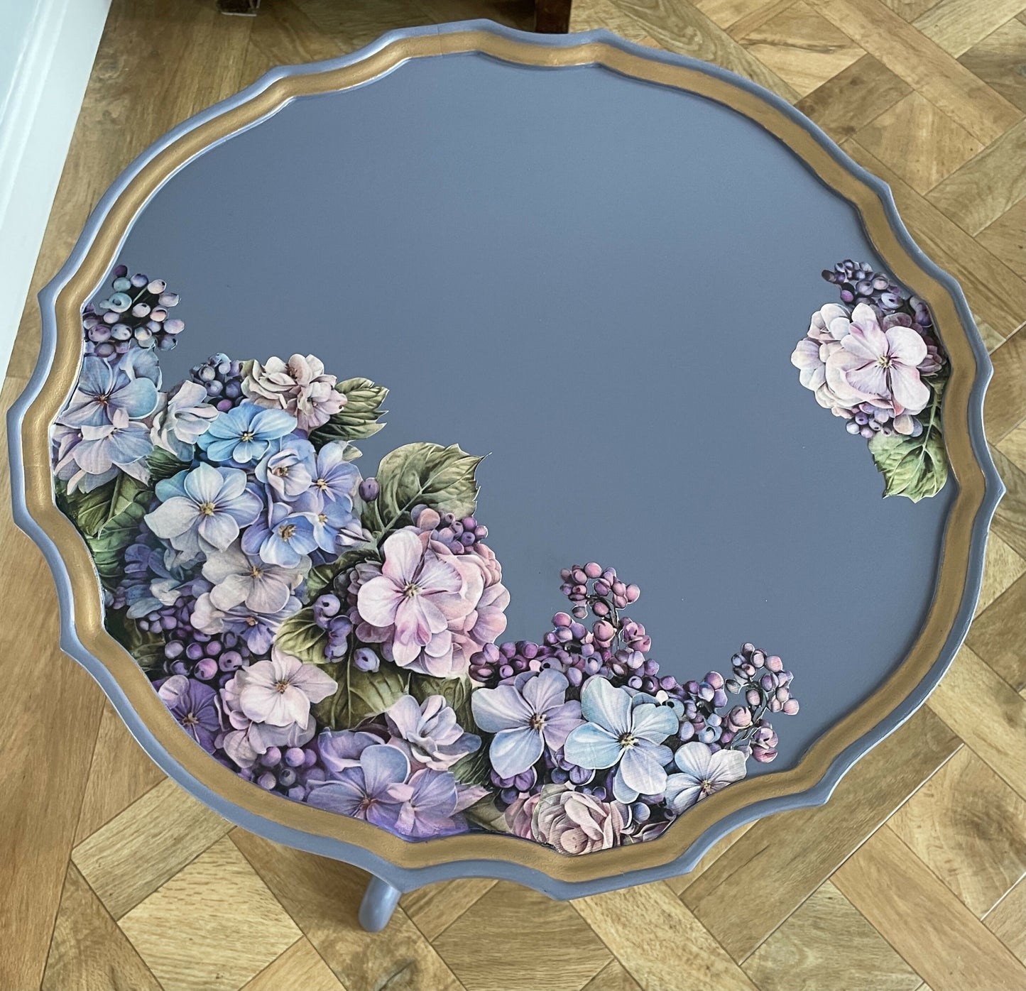Vintage Side Table with Floral Decoupage
