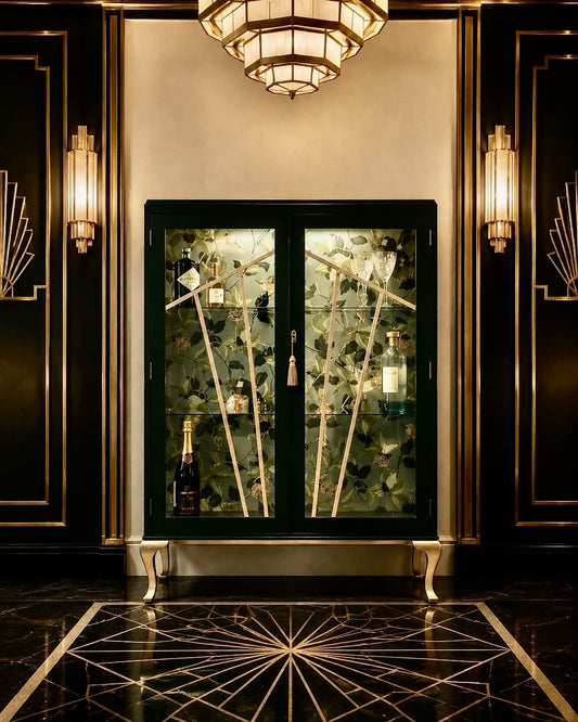 Art Deco Green & Champagne Display Cabinet