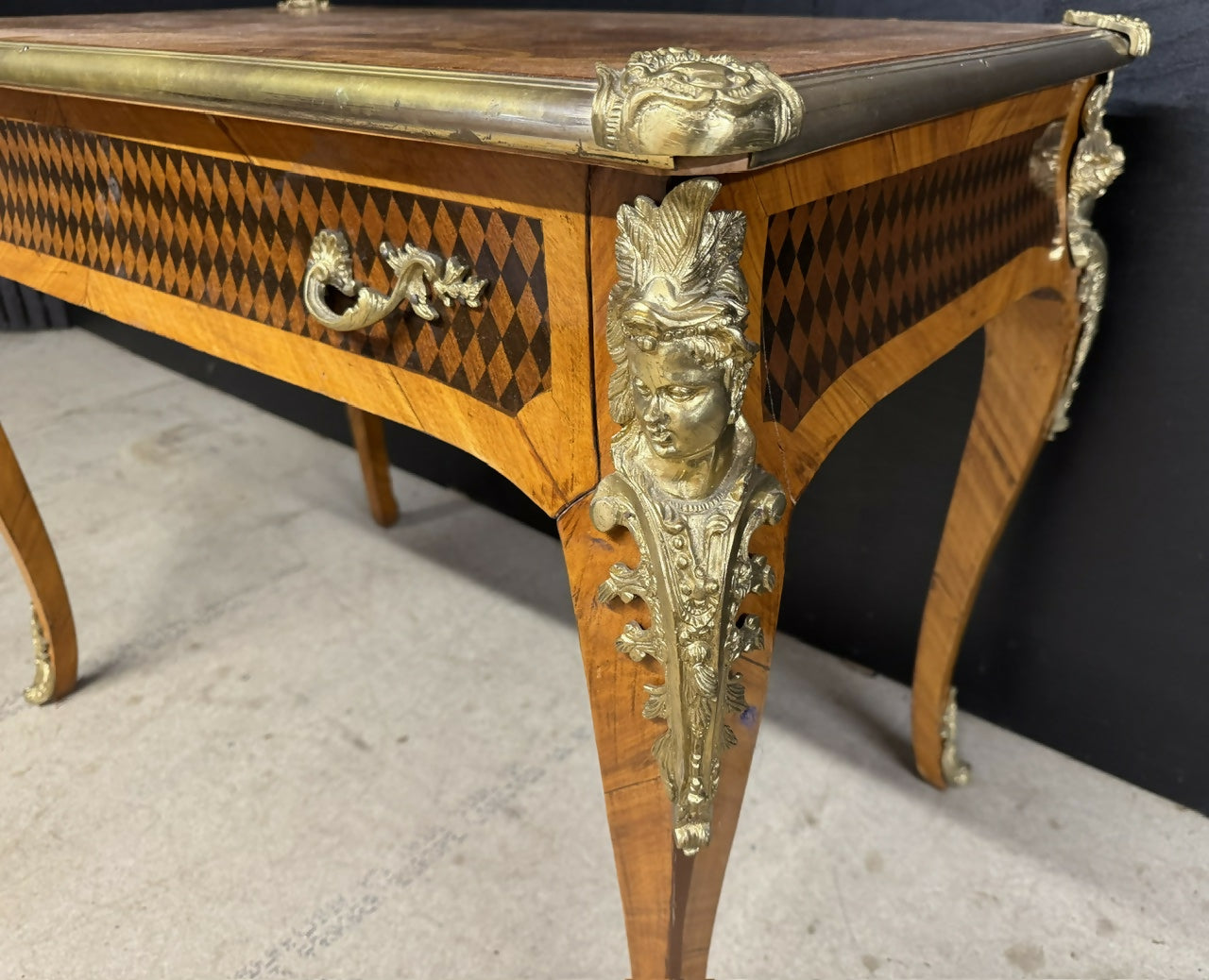 Fine French Marquetry Bureau Plat